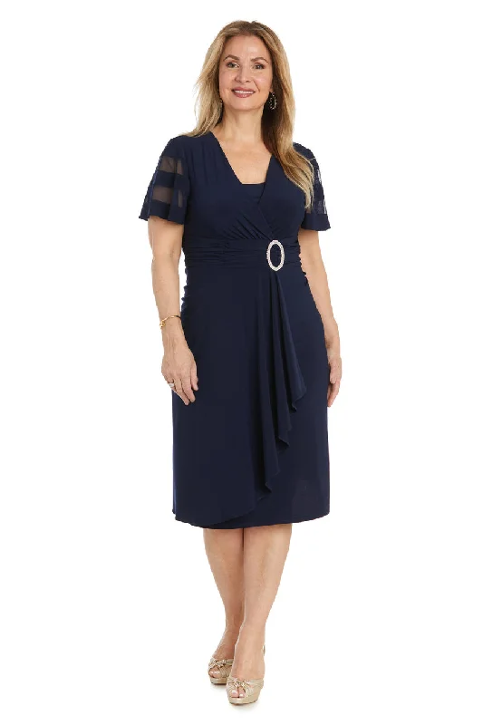 Midnight Blue Gown R&M Richards 9129 Short Mother of the Bride Cocktail Dress