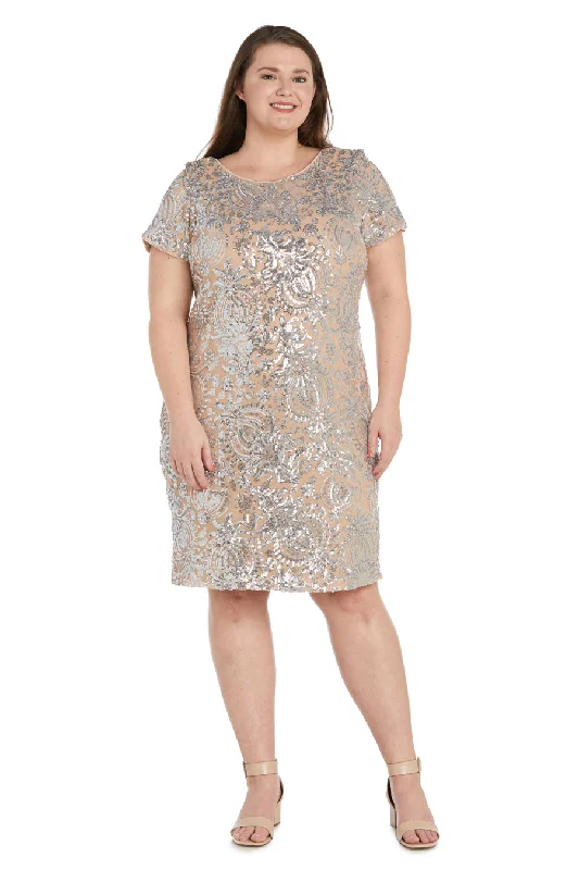 Lace Overlay Dress R&M Richards 9161W Plus Size Sequin Cocktail Dress