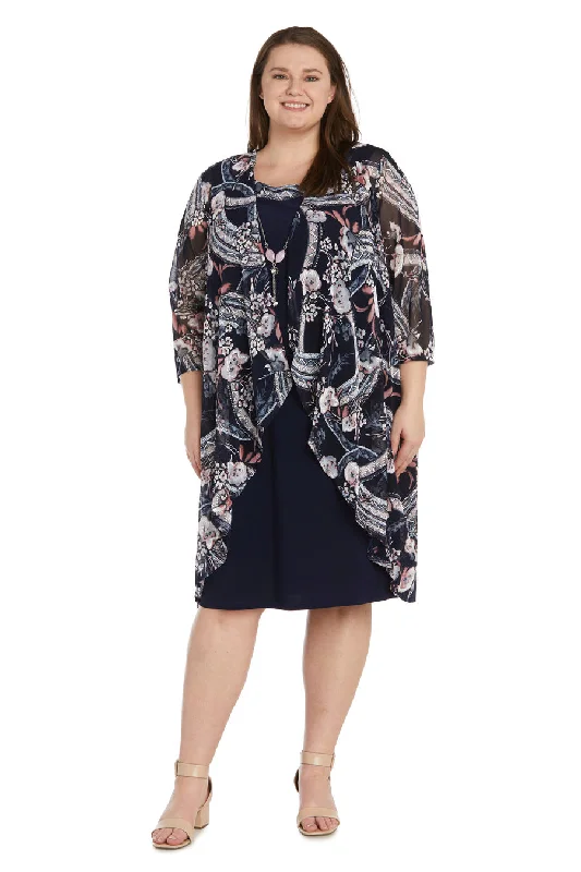 Sophisticated Maxi Dress R&M Richards 9447W Plus Size Print Short Jacket Dress