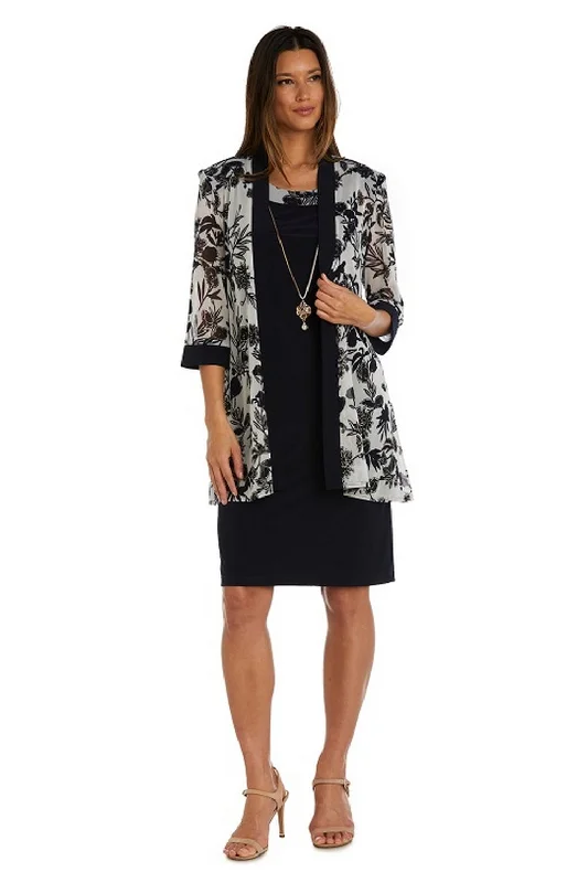 Figure-Flattering Gown R&M Richards 9616 Mother of the Bride Short Jacket Dress