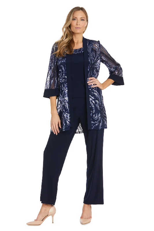 Show-Stopping Evening Gown R&M Richards 9731 Long Sequins Jacket Dress Pant Set