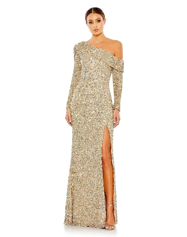 Fashionista’s Dream Dress Shimmering Gold 12 Mac Duggal 5449 Mother of the Bride Long Dress Sale