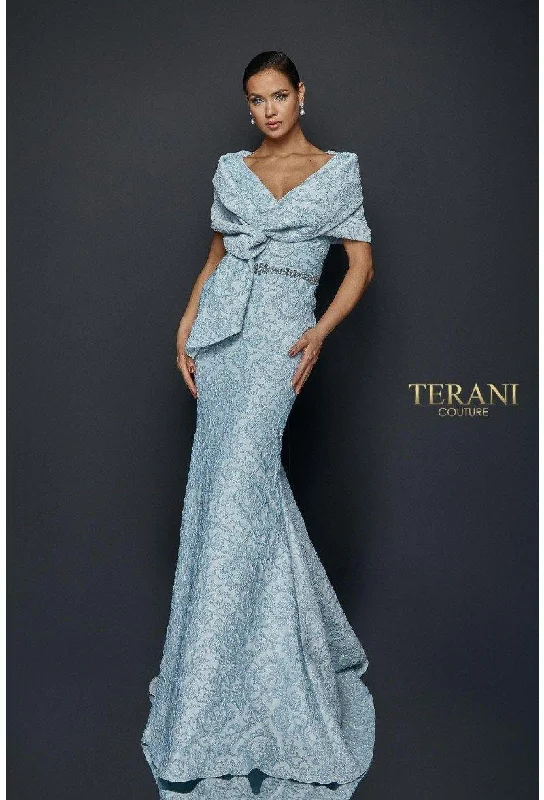 Elegant Ruffle Dress Terani Couture 1921M0726 Powder Blue 20 Sale