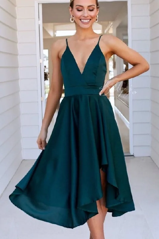 V-neckline Short Prom Gown with Irregular Hem