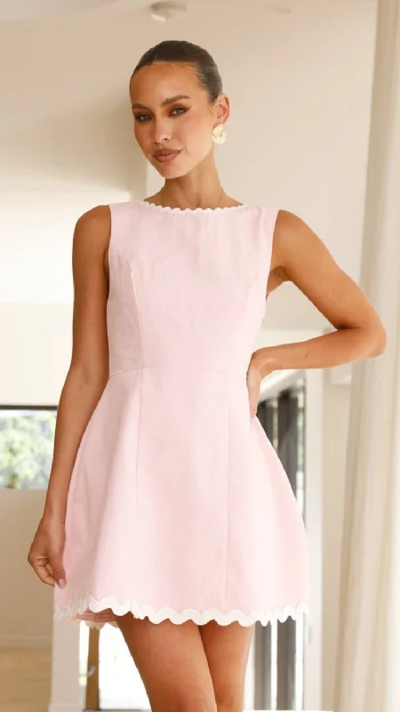 Aceline Mini Dress - Pink/White