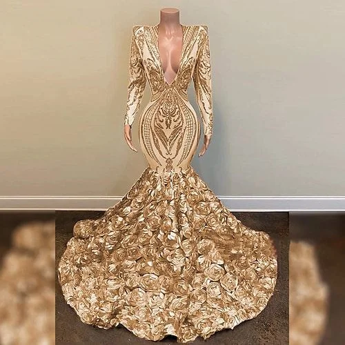 Modest Chiffon Dress Mermaid / Trumpet Sparkle Sexy Engagement Formal Evening Dress V Neck Long Sleeve Chapel Train Sequined with Sequin 2022,DS14003 Modest Chiffon Dress Mermaid / Trumpet Sparkle Sexy Engagement Formal Evening Dress V Neck Long Sleeve Chapel Train Sequined with Sequin 2022,DS14003