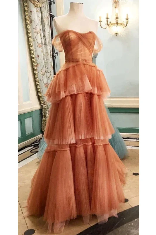 Classic Couture Dress Off-the-Shoulder Tulle Tiered Long Prom Dress A-Line Evening Gown,DP607 Classic Couture Dress Off-the-Shoulder Tulle Tiered Long Prom Dress A-Line Evening Gown,DP607
