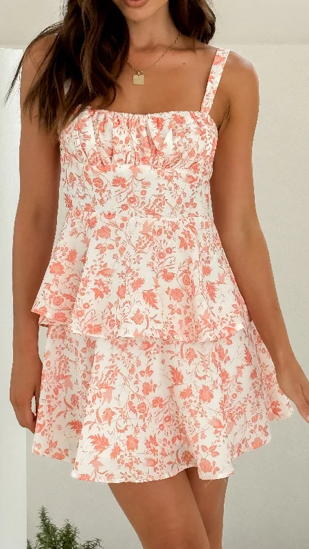 Page Mini Dress - Peach Floral