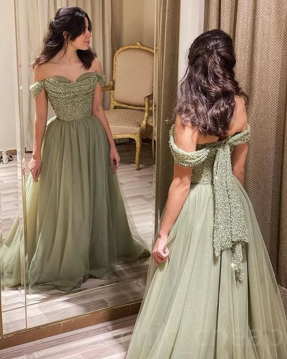 Metallic Formal Dress Sage Green A-line Prom Dress Sequined Lace Tulle Evening Formal Party,DP590 Metallic Formal Dress Sage Green A-line Prom Dress Sequined Lace Tulle Evening Formal Party,DP590