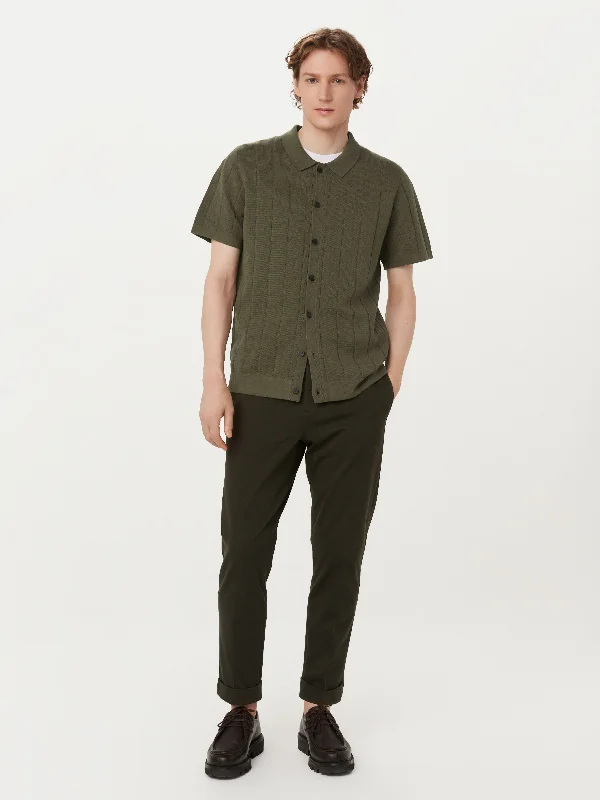 The Knit Button Up Polo in Green