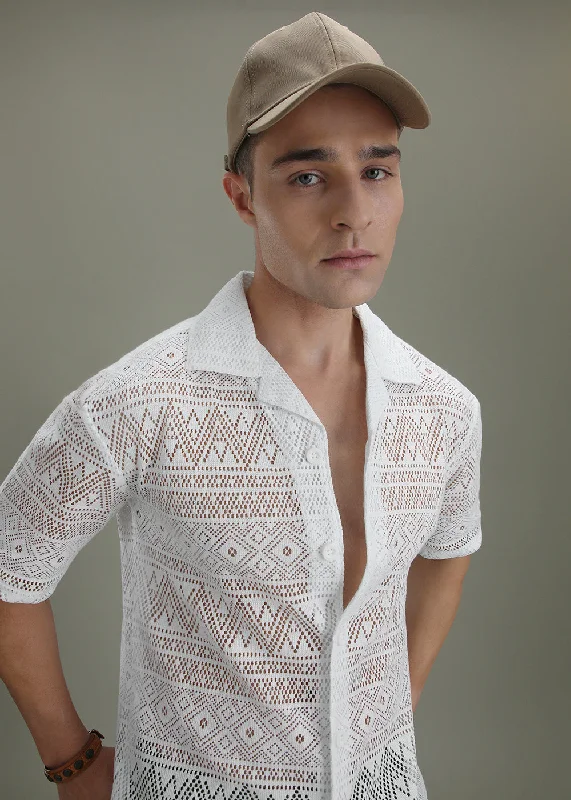 Cloud White Crochet Shirt