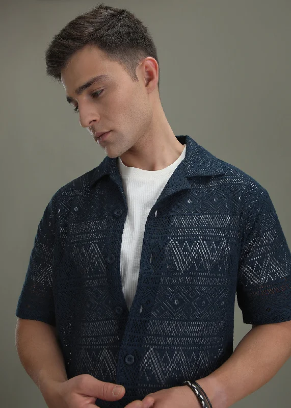 Dark Blue Crochet Shirt