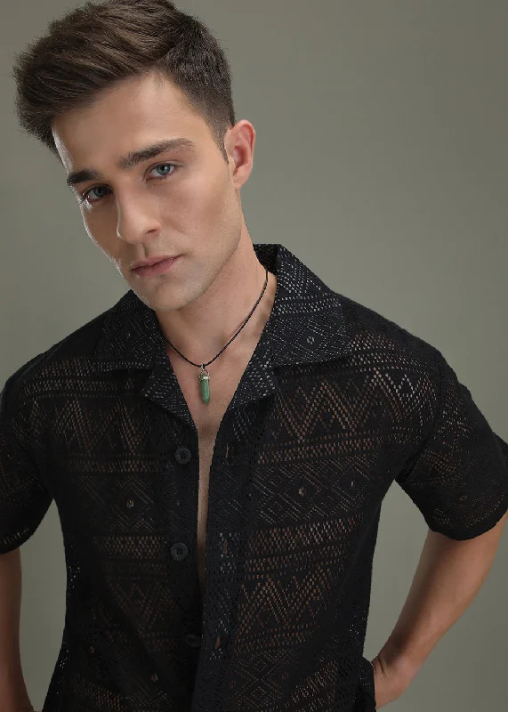 Deep Black Crochet Shirt