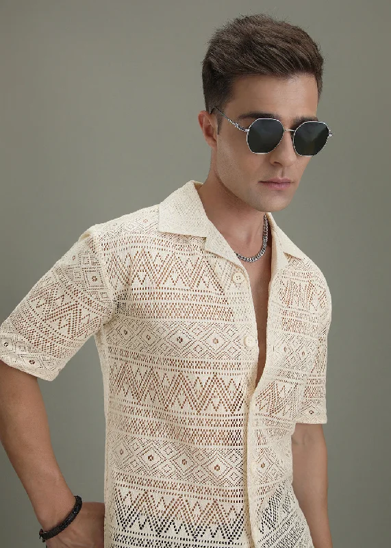 Ivory Cream Crochet Shirt