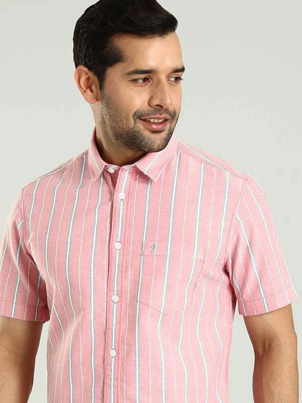 Men Striped Half Sleeve Cotton Shirt