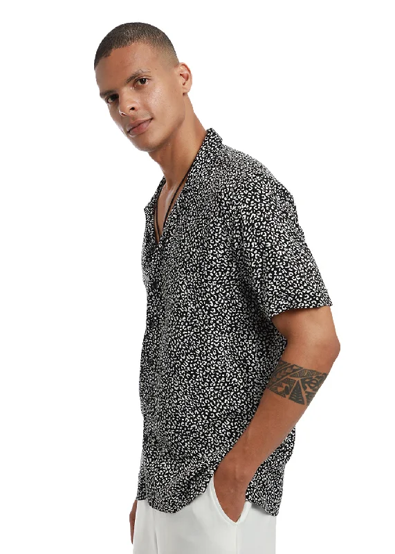 White Panthera Print Half sleeve shirt