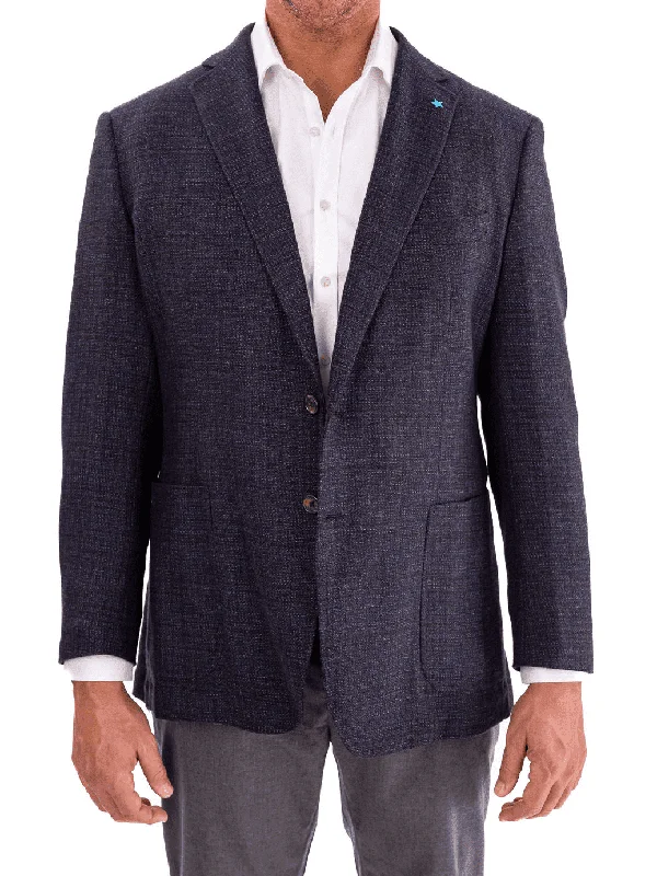 Blujacket Navy Blue Regular Fit 1/4 Lined Drago Wool Cashmere Blazer Sportcoat