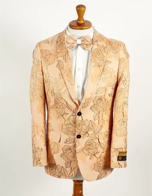 Mens Empire Prom Blazer in Gold Floral Pattern