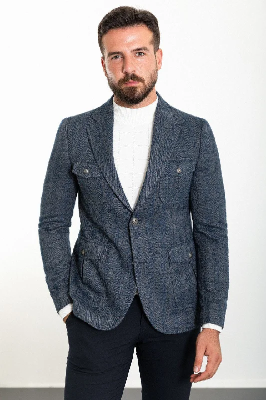 Bojoni Torretta Slim Fit Blue Blazer