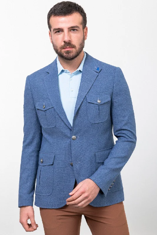 Bojoni Torretta Slim Fit Blue Blazer