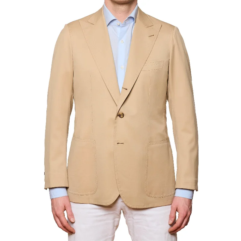 RUBINACCI LH Handmade Bespoke Beige Cotton Jacket EU 50 US 40