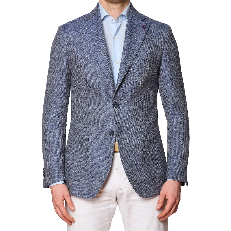 SARTORIA PARTENOPEA Blue Linen-Cotton Unlined Jacket EU 54 NEW US 44 Current Model