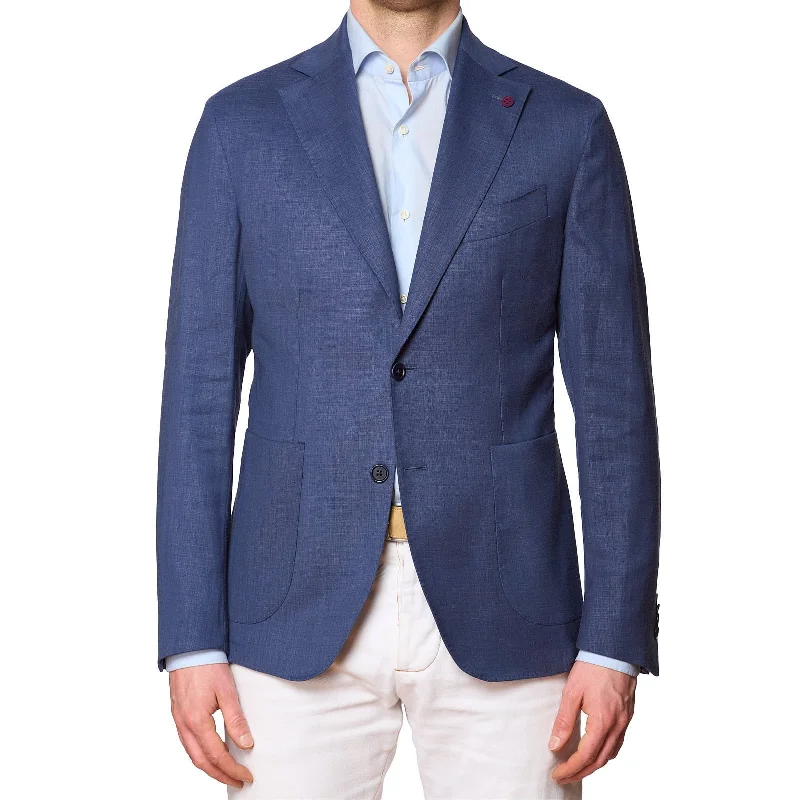 SARTORIA PARTENOPEA Blue Linen-Polyester Jacket NEW Current Model