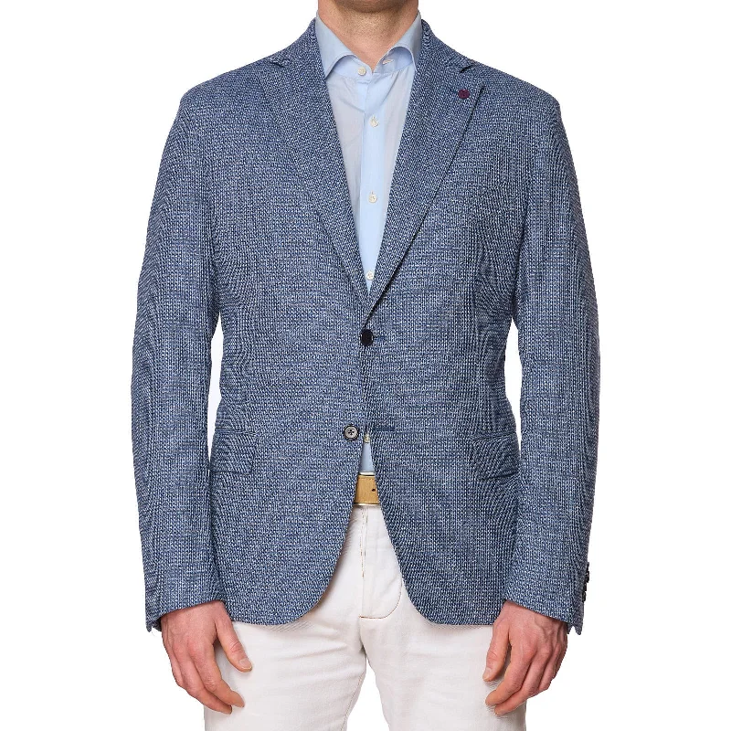 SARTORIA PARTENOPEA Blue Micro Cotton Jacket EU 52 NEW US 42 Current Model