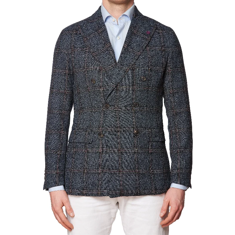 SARTORIA PARTENOPEA Blue Plaid Wool Unlined DB Jacket EU 48 NEW US 38 Current Model