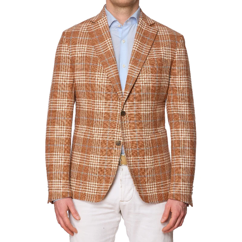 SARTORIA PARTENOPEA Clay Plaid Wool-Silk-Cotton Jacket NEW Current Model