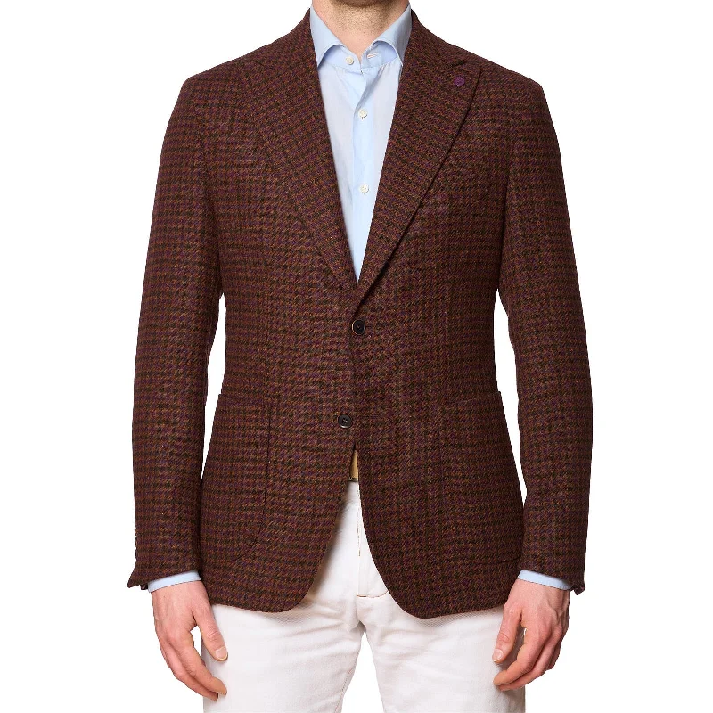 SARTORIA PARTENOPEA Multicolor Shepard's Check Wool-Poly Jacket EU 50 NEW US 40 Current Model