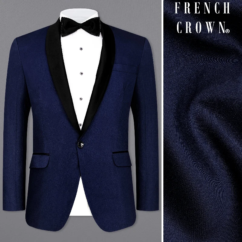 Space Blue Subtle Sheen Tuxedo Blazer