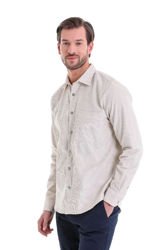 Comfort Fit Velvet Long Sleeve Cotton Stone Casual Shirt