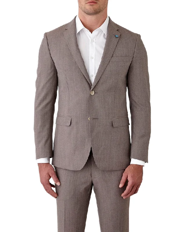 Savile Row Pure Linen Taupe Suit Set