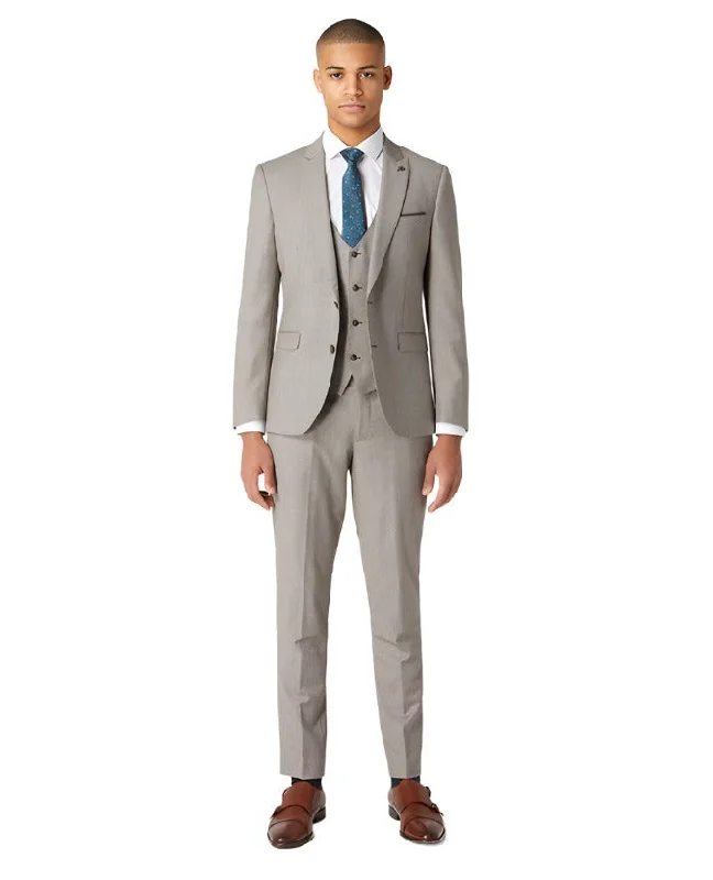 ID50462 Remus Mario Beige Check 3 Piece Suit