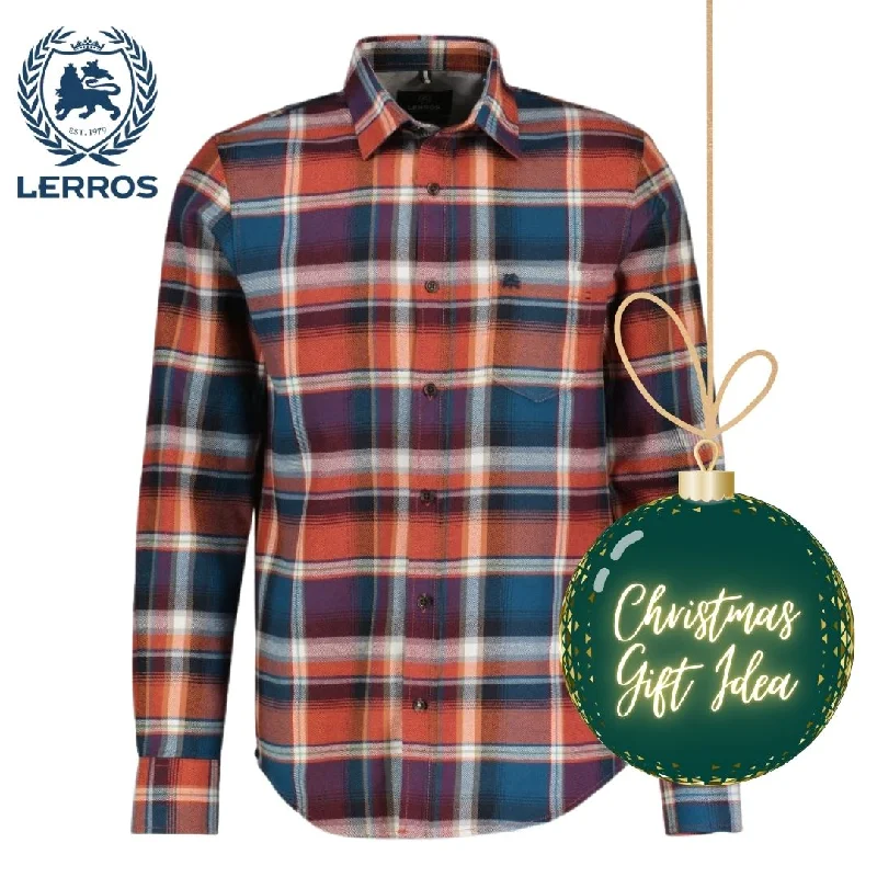 Lerros Flannel Orange Check Shirt Orange