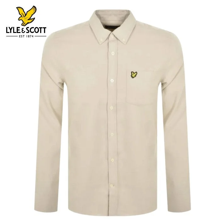 Lyle & Scott Plain Flannel Canvas Shirt Beige