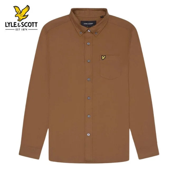 Lyle & Scott Plain Flannel Nettle Shirt Brown