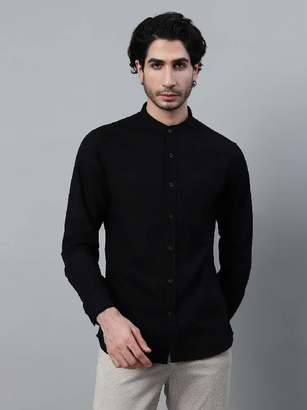 Men's Black Solid Full Sleeve Casual Shirt