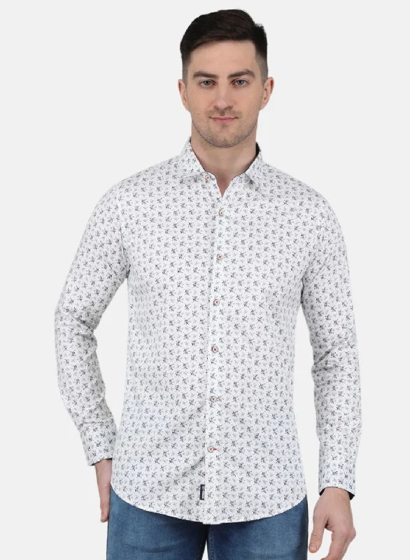 Men White Printed Shirt