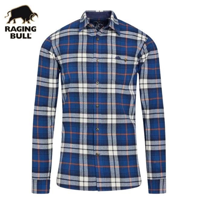 Raging Bull Brushed Cotton Plaid Shirt Navy