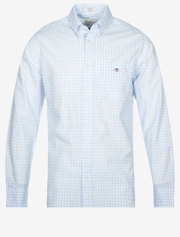 Regular Fit Poplin Gingham Shirt Light Blue