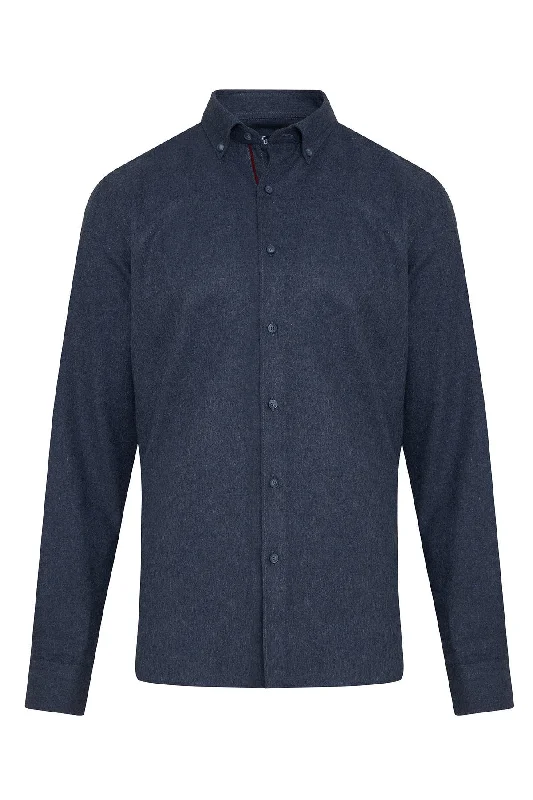 Slim Fit Long Sleeve Cotton Blend Navy Casual Shirt