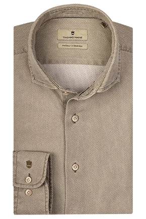 ID10232-Thomas Maine  Khaki Washed Waffle Shirt