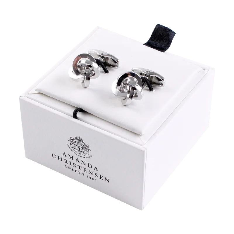 Knot Design White Copper-Plated Solid Brass Cufflinks by House of Amanda Christensen