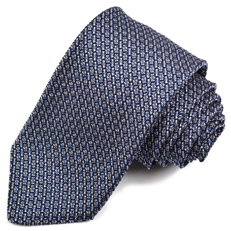 Multi Solid Garza Grossa Grenadine Italian Silk Tie in Navy, Royal, and Silver by Dion Neckwear