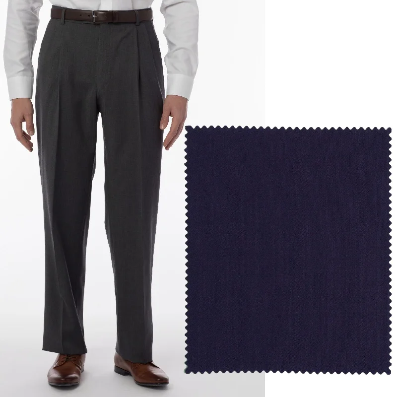 Super 120s Wool Gabardine Comfort-EZE Trouser in Mariner (Manchester Pleated Model) by Ballin