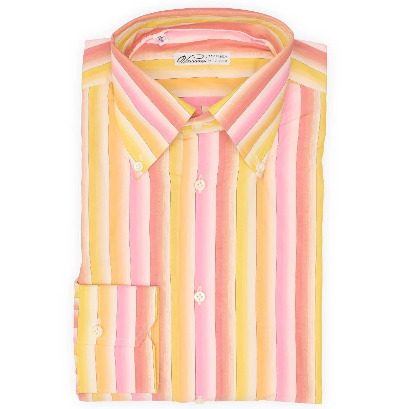 VANNUCCI Milano Multicolor Striped Button Down Dress Shirt EU 38 NEW US 15