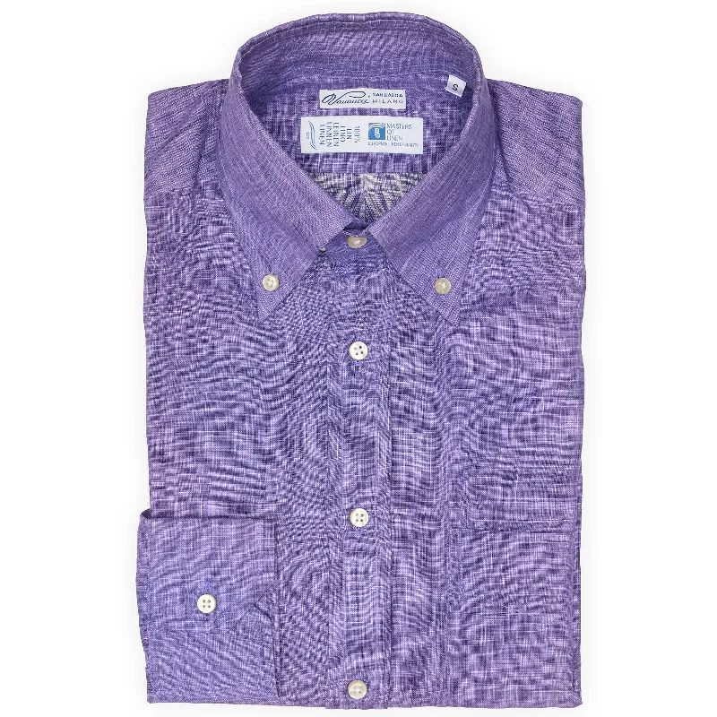 VANNUCCI Milano Purple Masters of Linen Dress Shirt EU S NEW US 15