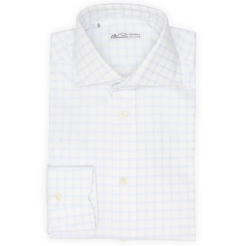 VANNUCCI Milano White Plaid Cotton Dress Shirt EU 38 NEW US 15